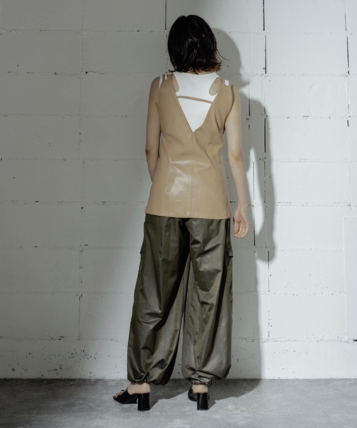 ANOGH ベスト ジレ FAKE LEATHER CAMISOLE VEST レディース
