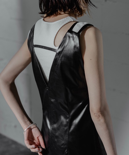 ベスト ジレ FAKE LEATHER CAMISOLE VEST レディース ANOGH ベスト ジレ FAKE LEATHER CAMISOLE VEST レディース