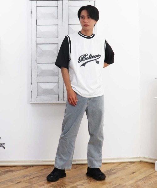 NO WAY tシャツ 「Bz」「LAnGe」レイヤードバスケ風シャツ 韓国