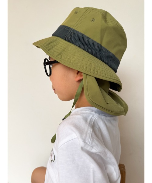 Kids Foret 帽子 ハット 日よけ付メッシュ切替無地撥水ハット