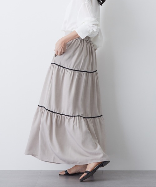 for/c（フォーシー） スカート リネン風パイピングティアードスカート