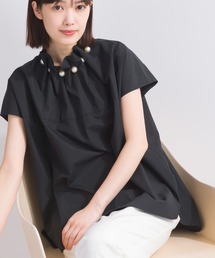 PICCIN PERLA ブラウス シャツ 半袖 襟ビックパールブラウス 