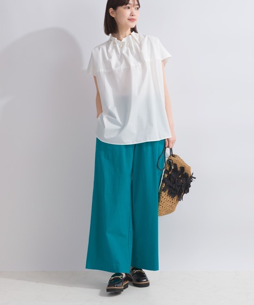 PICCIN PERLA ブラウス シャツ 襟ビックパールブラウス