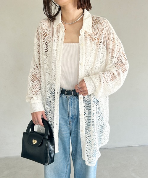 ブラウス シャツ クロシェレースシャツ レディース : ZOZOTOWN