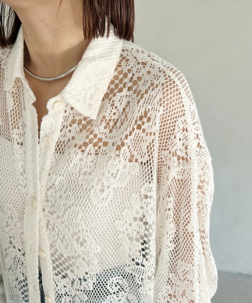 ブラウス シャツ クロシェレースシャツ レディース : ZOZOTOWN