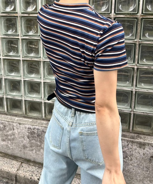 tシャツ 「WOMEN」ボーダーキャップスリーブ Tシャツ レディース tシャツ キャップスリーブボーダーTシャツ レディース