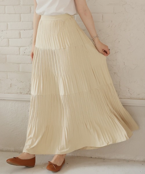 ティアードロングスカート ミディアム丈 プリーツ S/M/L スカート ティアードプリーツロングスカート : ZOZOTOWN Yahoo