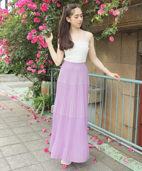 スカート ティアードプリーツロングスカート : ZOZOTOWN Yahoo