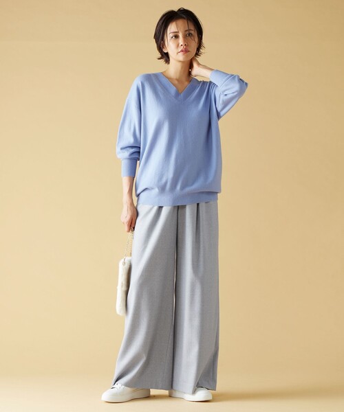 自由区（ジユウク） ニット セーター 「洗える」ピュアカシミヤVネック