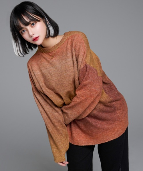 カーディガン 2way gradation knit cardigan/２wayグラデーションカーディガン レディース メンズ 2way gradation knit cardigan/2wayグラデーションカーディガン