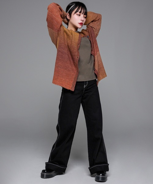 カーディガン 2way gradation knit cardigan/２wayグラデーションカーディガン レディース メンズ 2way gradation knit cardigan/2wayグラデーションカーディガン