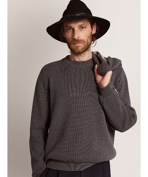 セーター ニット GOLDEN M S REGULAR KNIT CREW NECK COTTON WITH LOGO メンズの画像
