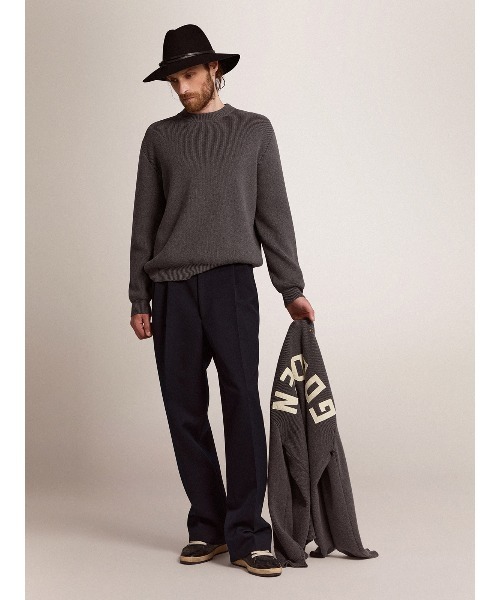 セーター ニット GOLDEN M S REGULAR KNIT CREW NECK COTTON WITH LOGO メンズの画像