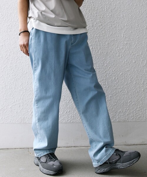 Kiton キートンイージーパンツ デニム パンツ ブルー 青 34 L〜XL SHIPS any ジーンズ any: ベターコットン 1タック ストレッチ