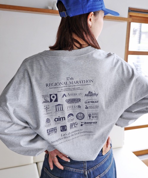 MEDM 新作 Tシャツ 長袖 ロゴ お花 プリント 大人気 男女兼用 ANME tシャツ ロゴフラワーイラストプリント長袖Tシャツ