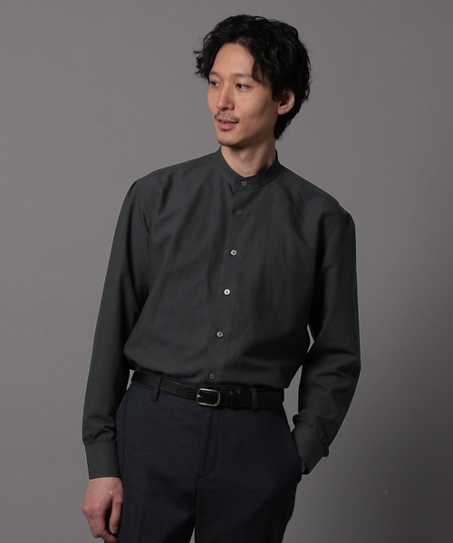 Cloth&Clost ロングリネンシャツ GLOBAL WORK シャツ リネンバンドカラーシャツ/Salon de GW
