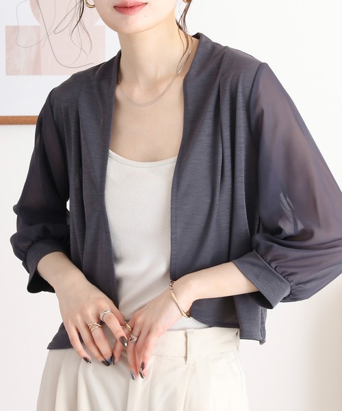 カーディガン AnnaNicola 袖シフォンボレロ レディース
