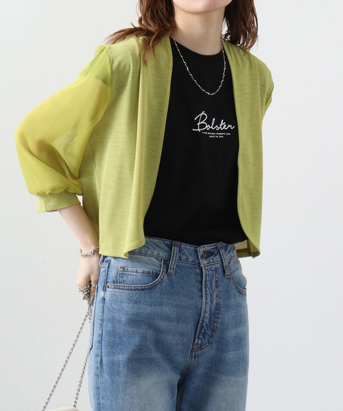 Anna Nicola カーディガン AnnaNicola 袖シフォンボレロ