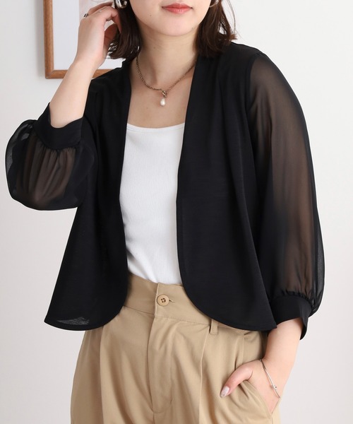 Anna Nicola カーディガン AnnaNicola 袖シフォンボレロ