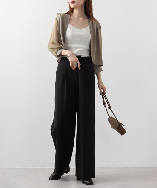 Anna Nicola カーディガン AnnaNicola 袖シフォンボレロ