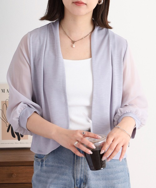 カーディガン AnnaNicola 袖シフォンボレロ レディース Anna Nicola カーディガン AnnaNicola 袖シフォンボレロ