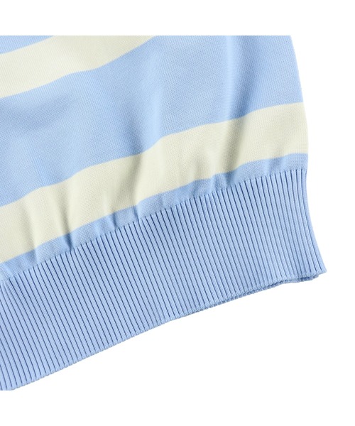 セーター ニット MENS マイクロスリームボーダー 長袖プルオーバー