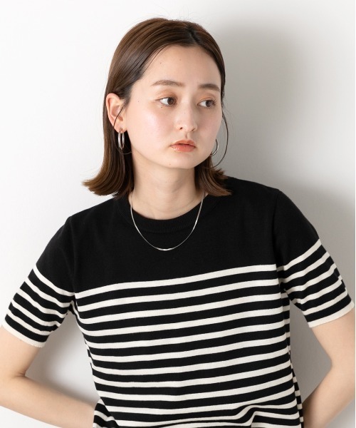 ad thie（アドティエ） ニット セーター カラーボーダー 半袖ニット