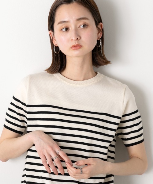 ad thie（アドティエ） ニット セーター カラーボーダー 半袖ニット