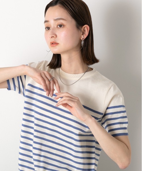 ad thie（アドティエ） ニット セーター カラーボーダー 半袖ニット