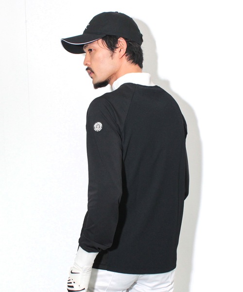 【未使用/メンズM】GREED MONSTER　ポロシャツ　ゴルフウェア　黒 GREED MONSTER】グリードモンスター Back body panel print ポロシャツ
