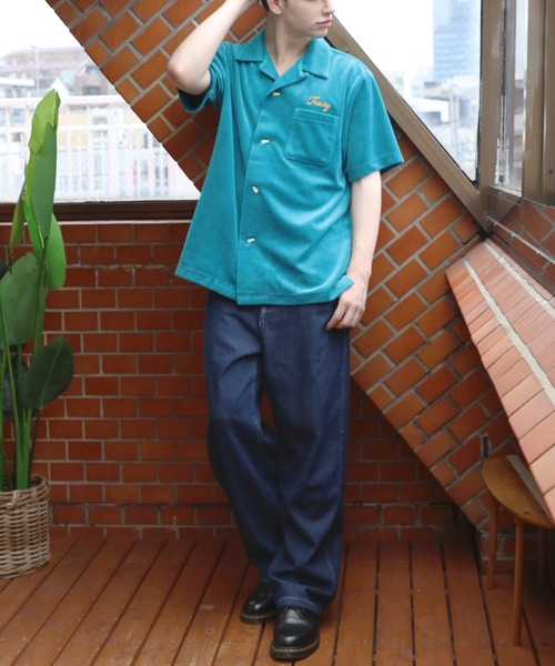 HOUSTON（ヒューストン） シャツ ベロアボーリングシャツ(DICE) メンズ