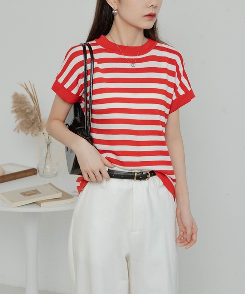 MAISON DE THERESE（メゾン ド テレーズ） tシャツ ボーダーニット半袖