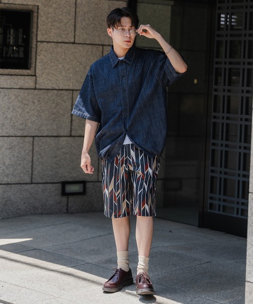 新品　PGG ストレッチ　メンズ総柄ショートパンツ　4 improves（インプローブス） パンツ 総柄 ショートパンツ メンズ