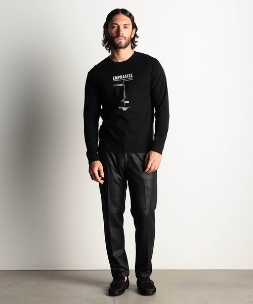 JSB 黒 長袖Tシャツ プリント入り メンズ-スケートボード-PUMAS-