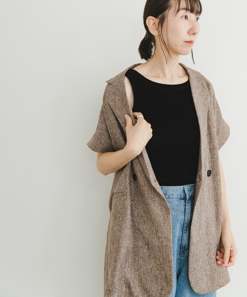 美品タグ付き　アトリエダンタン　ノースリーブトップス【未使用に近い】 ITEMS URBANRESEARCH タンクトップ ノースリーブ シアーベロア
