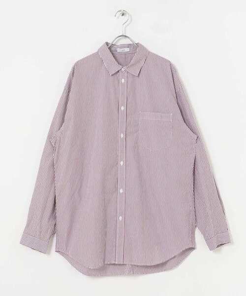ATON（エイトン） シャツ ATON GIZA STRIPE WASHED SHIRTS メンズ
