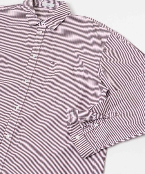 ATON/エイトン　GIZA STRIPE WASHED SHIRT ATON Giza Stripe Washed Shirt Bordeaux