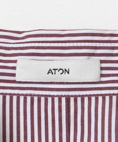 ATON（エイトン） シャツ ATON GIZA STRIPE WASHED SHIRTS メンズ
