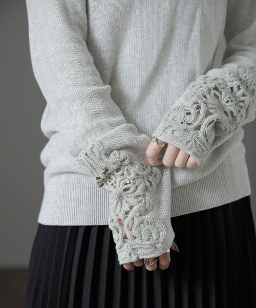 HUG.U（ハグユー） ニット セーター 華やか袖レースニット レディース