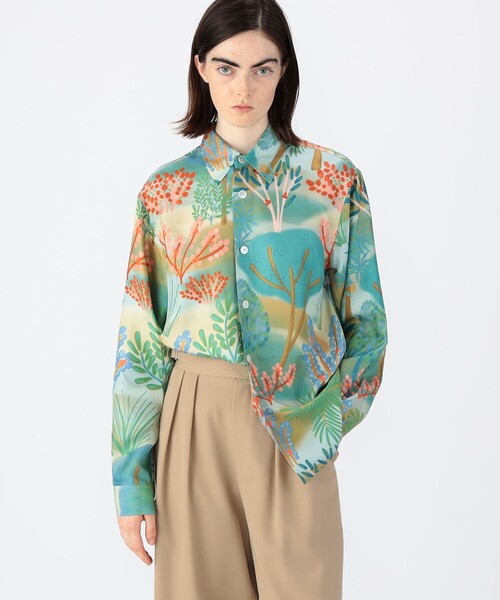 CABAN シルク100% 花柄長袖シャツ Sサイズ CABAN シルク100% 花柄長袖シャツ Sサイズ 柄シャツ 花柄