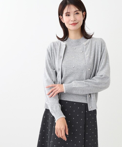 Reflect 【洗える／アンサンブル】パール調刺繍ニット＋カーディガン Reflect カーディガン 「WEB限定カラーあり／洗える