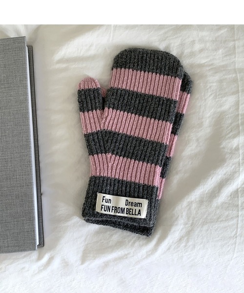 aimoha（アイモハ） 手袋 ボーター柄ミトン手袋 レディース : ZOZOTOWN