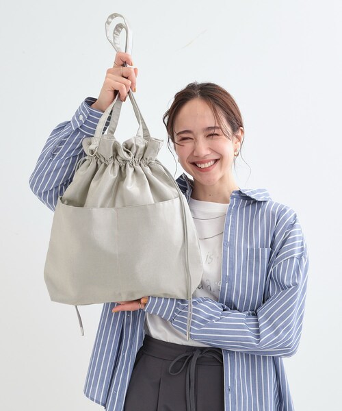 しな織　手提げバッグ　巾着 SHOO・LA・RUE トートバッグ シャイニー巾着トートバッグ