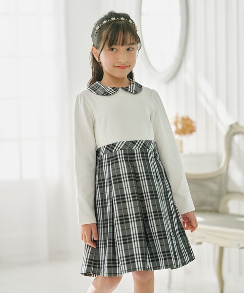 ワンピース 「110-140cm」チェックタフタドッキング キッズ 子供服