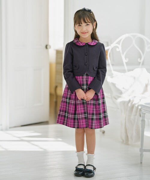 ワンピース 「110-140cm」チェックタフタドッキング キッズ 子供服
