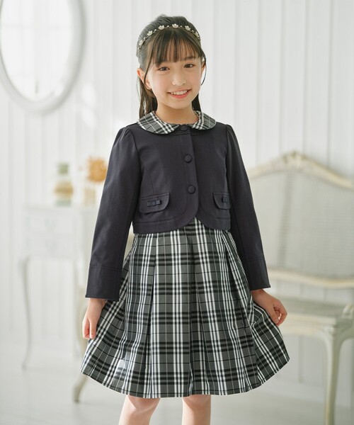 ワンピース 「110-140cm」チェックタフタドッキング キッズ 子供服