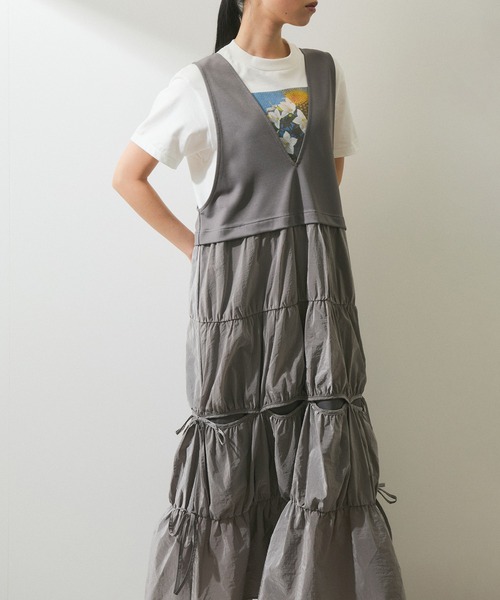 ADAM ET ROPE' リブコンビバルーンワンピース ADAM ET ROPE'（アダムエロペ）の「リブコンビバルーン