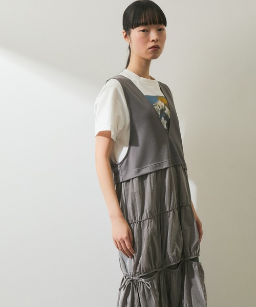 ADAM ET ROPE' ワンピース 「WEB限定」コンビリボンワンピース