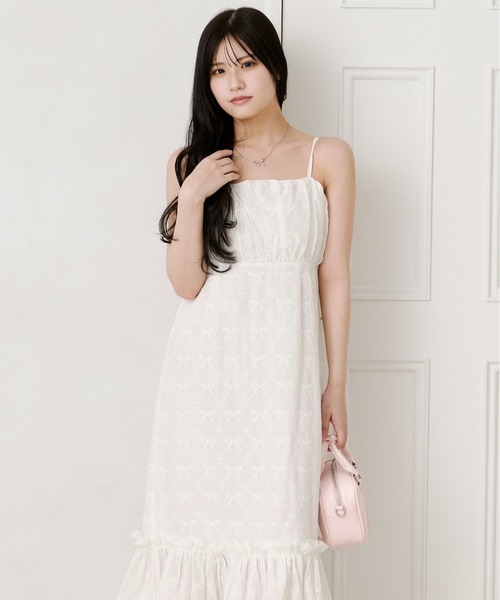 apres jour（アプレジュール） ワンピース リボン刺繍キャミワンピース