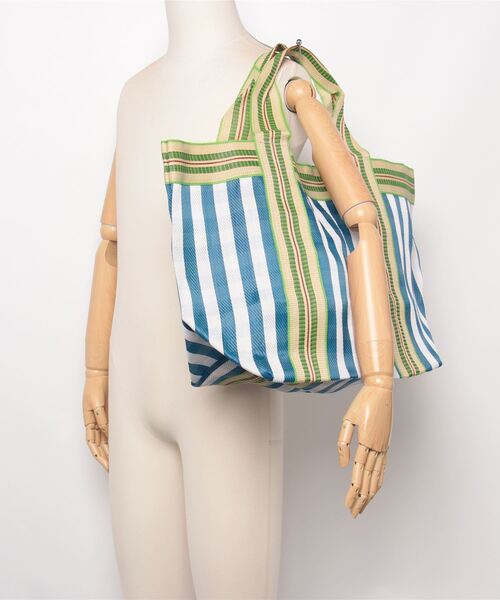 Per sist ence トートバッグ ビニールトートバッグ ストライプ